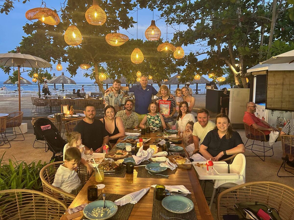 Claire Sheehan and family in Bali. 