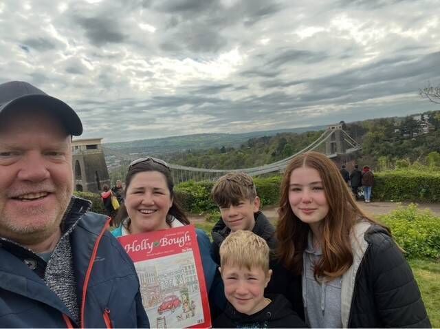 Helen Davey with her husband Alex, and their children Ciara, Jack and Charlie at the Bristol Suspension Bridge. 