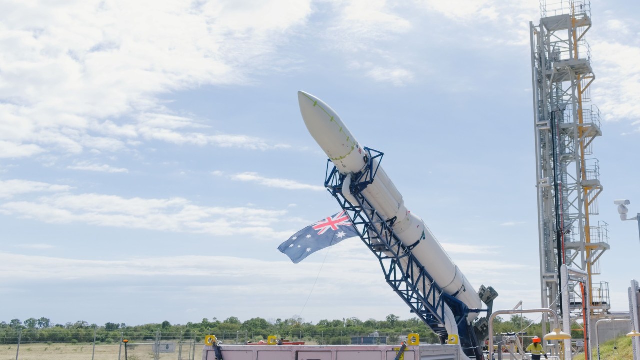 Gilmour Space Technologies Eris rocket launch window has been delayed by 24 hours after the team identified an issue in the ground support system. Image: Supplied