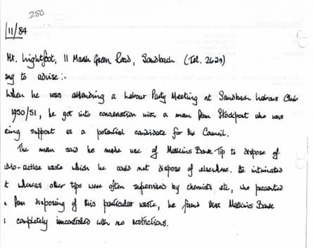 A handwritten note