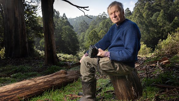Leppitt with one of the cameras he found on his land. 