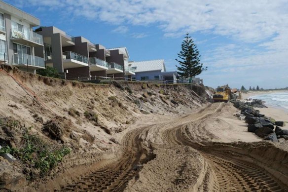 This photo shows the proximity of apartment blocks to the sea at The Entrance North, where a proposed seawall has been approved.