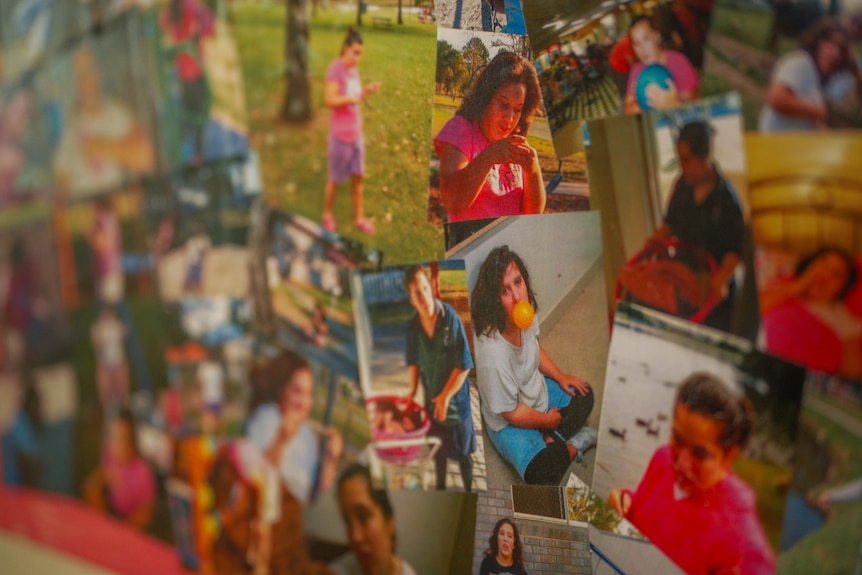 A collection of photos of a woman arranged in a collage.