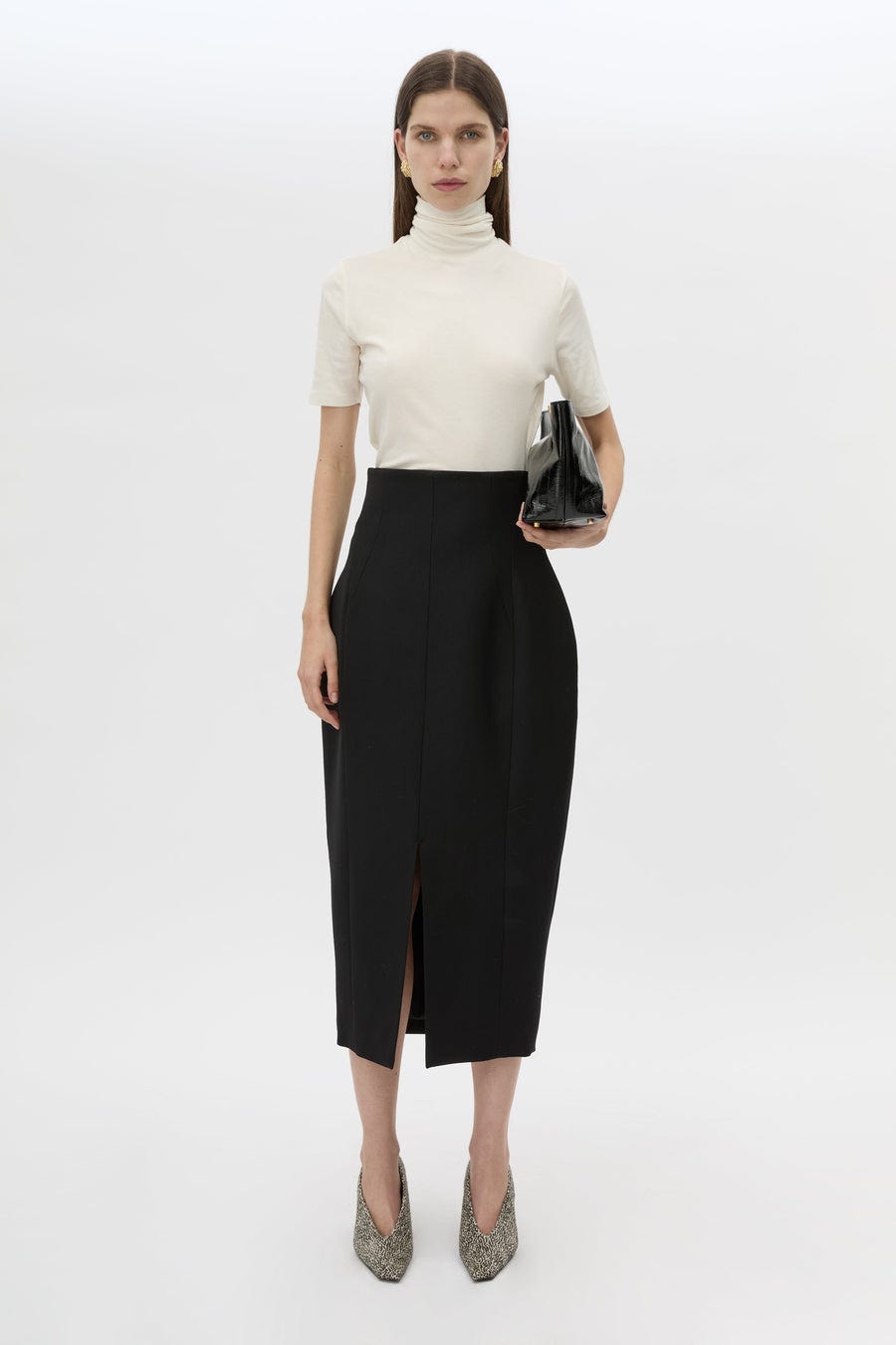 Caius High Corset Waist Midi Skirt