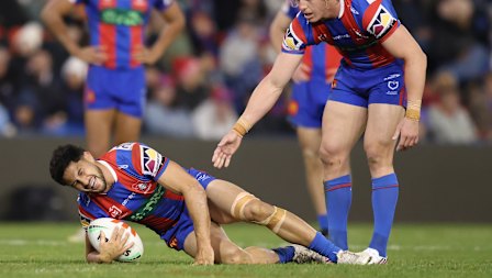 Dylan Brown goes down injured.