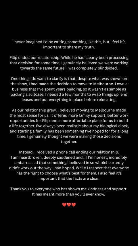 Stella's emotional post.