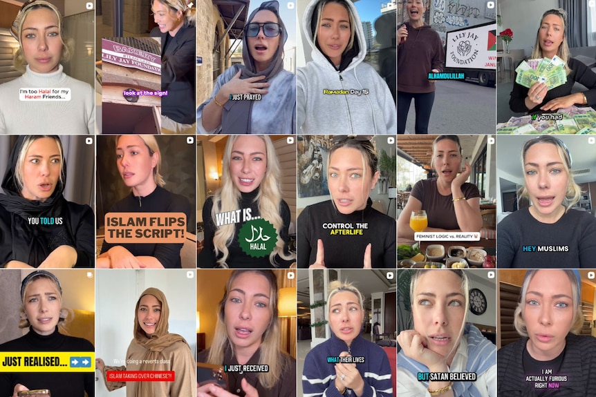 A grid of images taken from an Instagram page featuring a blonde woman