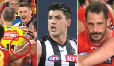 AFL 2026: Brayden Maynard all-in brawl, Ben Long hit, massive melee in Collingwood Magpies vs Gold Coast Suns, what happened, match review
