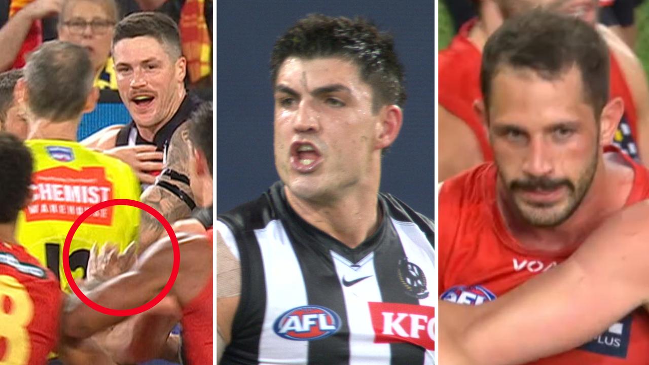 AFL 2026: Brayden Maynard all-in brawl, Ben Long hit, massive melee in Collingwood Magpies vs Gold Coast Suns, what happened, match review