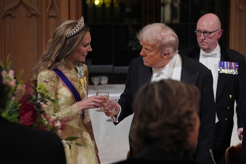 Princess of Wales and Donald Trump clinking drinks