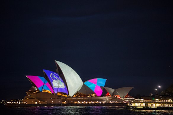 Herron lost the battle but won the war: The Everest barrier logo and trophy  projected on the sails of the Opera House in 2018.