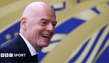 FIFA President Gianni Infantino smiles to the camera