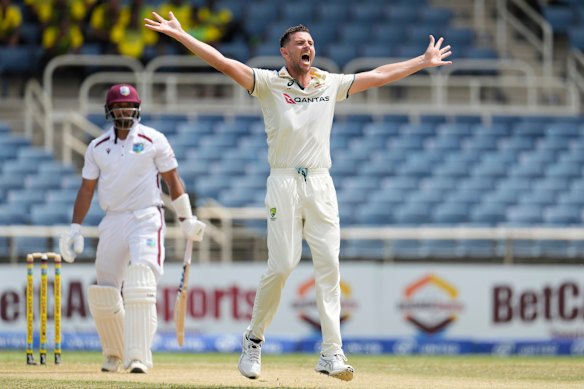 Josh Hazlewood last played Test cricket in the Caribbean a year ago.