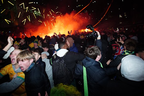 Fed Square was rocking as thousands watched the Socceroos.