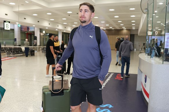 Zac Lomax at Sydney airport on Monday night.