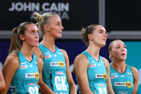 Vixens look on after their grand final loss 