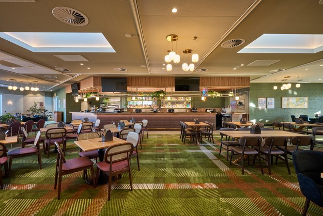 One of many dining areas at Brabham Hotel.