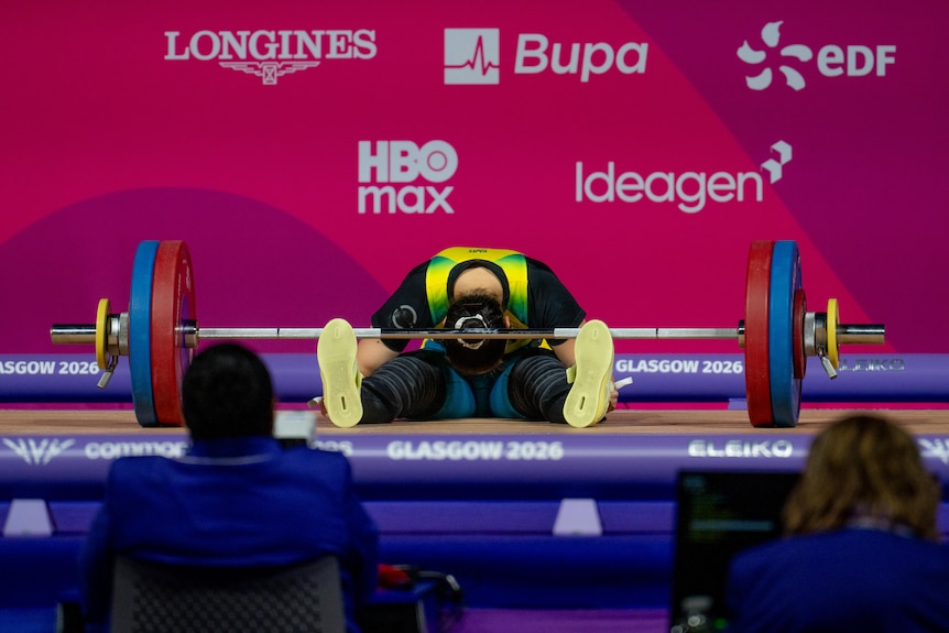 Australian weightlifter Kiana Rose Elliott after missing her last lift at the 2026 Glasgow Commonwealth Games.