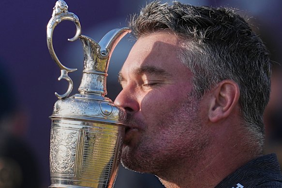 Ryan Fox kisses the Claret Jug after winning the British Open.