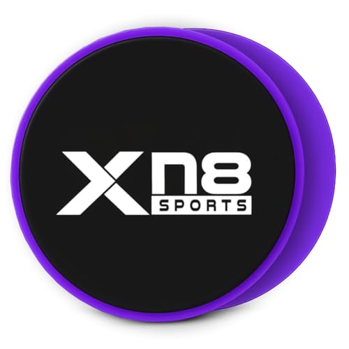 Xn8 Exercise Core Sliders Dual-Sided Gliding Discs for Abdominal &amp; Full Body Workouts, Home Gym &amp; Pilates, Smooth Glide on Carpet, Hardwood &amp; Tile Floors &ndash; Fitness Sliders for Women &amp; Men - Pack of 2