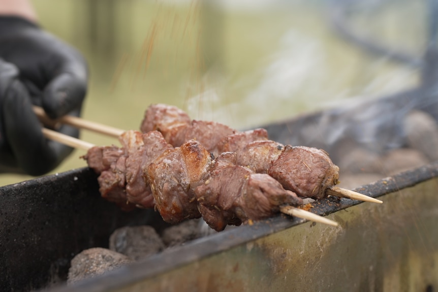 lamb on barbecue.