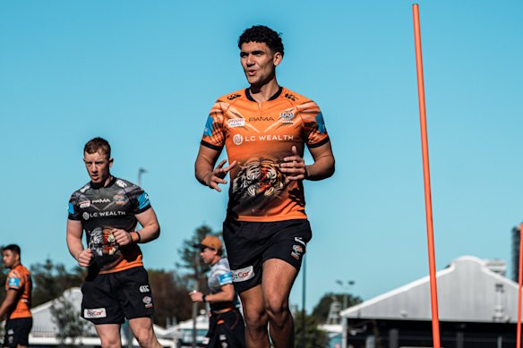 Javon Andrews trains with the Wests Tigers this week.
