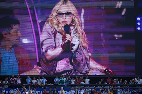 What a way to begin! Madonna on the big screen during the half-time show.