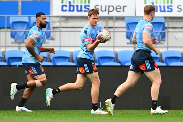Lachie Galvin goes through his paces at Cbus Super Stadium.