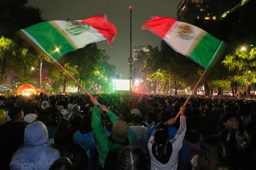 Mexican flags wave duing celebrations