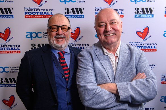 Ross Stevenson (right) and Russel Howcroft at Stevenson’s Love Letter to Football thank you lunch at Bistro Thierry 