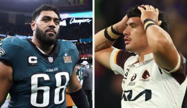 Ben Te Kura (right) is chasing his NFL dream. Image: Getty