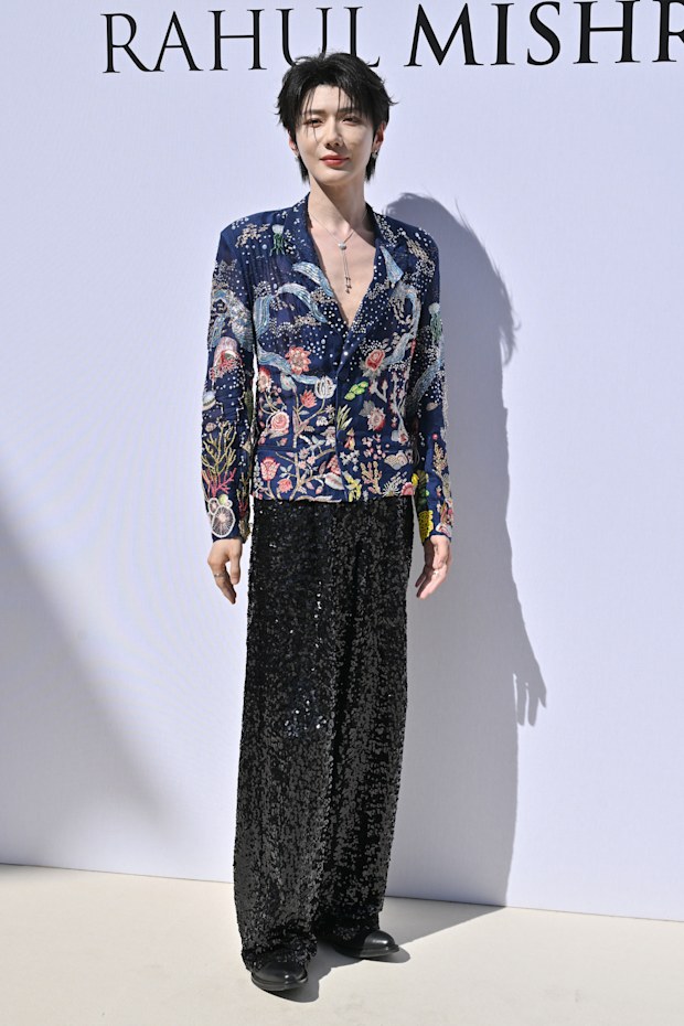 Yiran Hao at the Rahul Mishra Haute Couture Fall/Winter 2026/2027 show at Paris Fashion Week on July 6, 2026 in Paris, France.