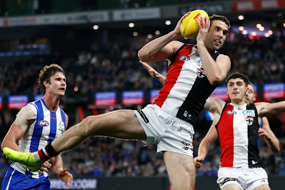 Max King in full flight during Sunday’s match.