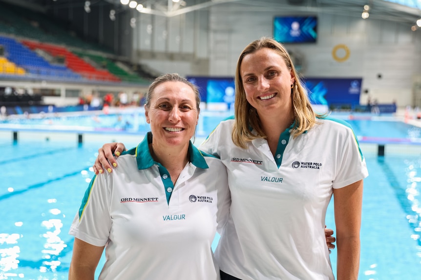 Bec Rippon and Bronte Halligan hug