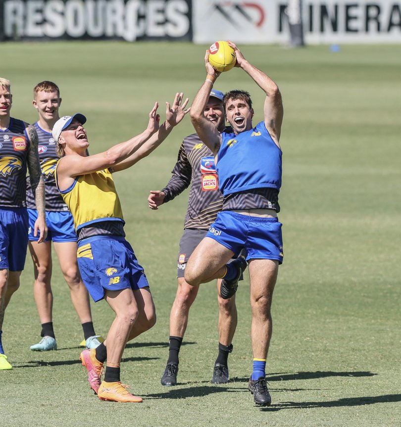 SPT  AFL West Coast Eagles training at Lathlain. Harley Reid and Jamie Cripps.