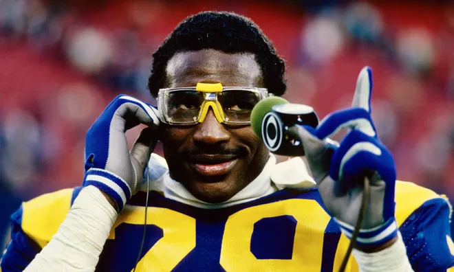 Dec 1986; Unknown location, USA; FILE PHOTO; Los Angeles Rams running back Eric Dickerson (29) during the 1986 season. Mandatory Credit: Tony Tomsic-USA TODAY NETWORK