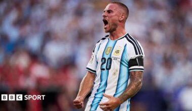 Alexis Mac Allister celebrating for Argentina