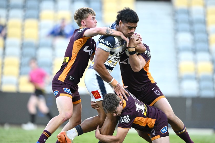 Broncos and Cowboys NRLQ Under 21 sides in action.