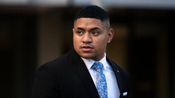 Then Manly Sea Eagles hooker Manase Fainu outside court in 2022.