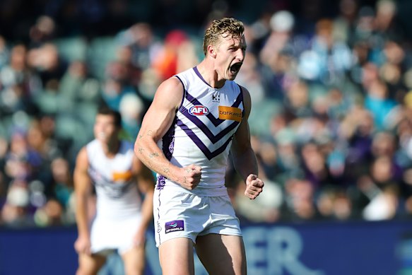 Josh Treacy fired for the Dockers against Port Adelaide.