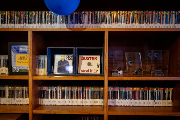 Remember these? Some of the rows of CDs at FBi. 