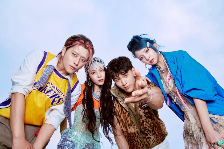 From left are J.Seph, Somin, BM and Jiwoo, members of co-ed K-pop group KARD. Courtesy of RBW, DSP Media