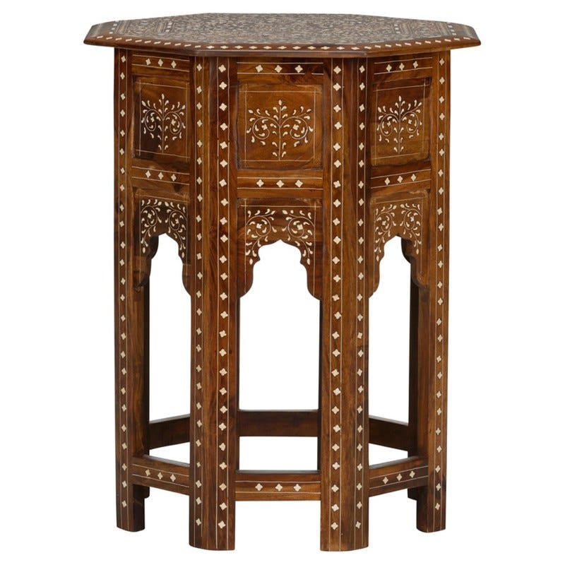 Lane Wood Bone Inlay Side Table