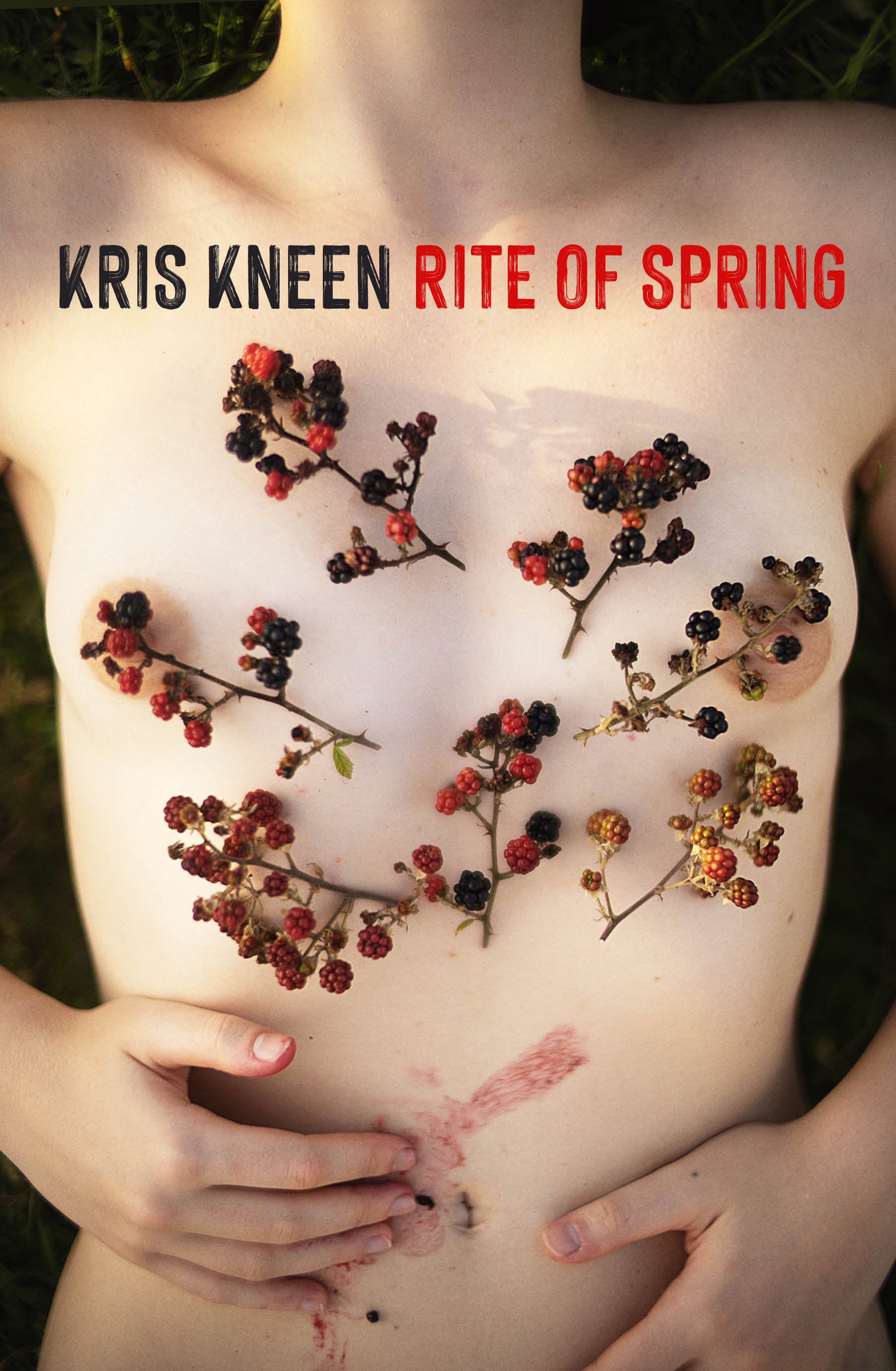 Cover of Rite of Spring by Kris Kneen, featuring flowers arrayed on a woman's bare chest.