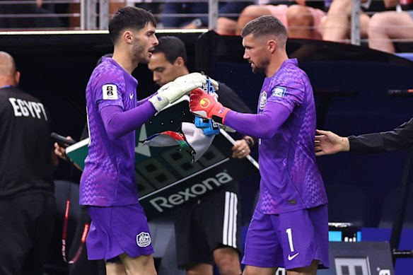 Mathew Ryan of Australia comes on to replace Patrick Beach late in extra time.