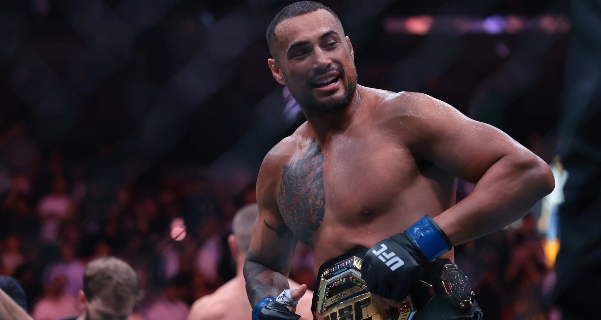 Carlos Ulberg reacts to Magomed Ankalaev in UFC Abu Dhabi win
