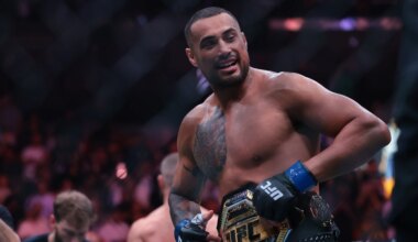 Carlos Ulberg reacts to Magomed Ankalaev in UFC Abu Dhabi win