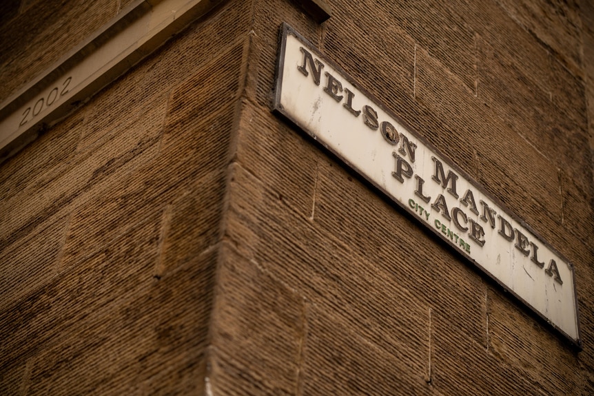 A sign reading Nelson Mandela Place in Glasgow.