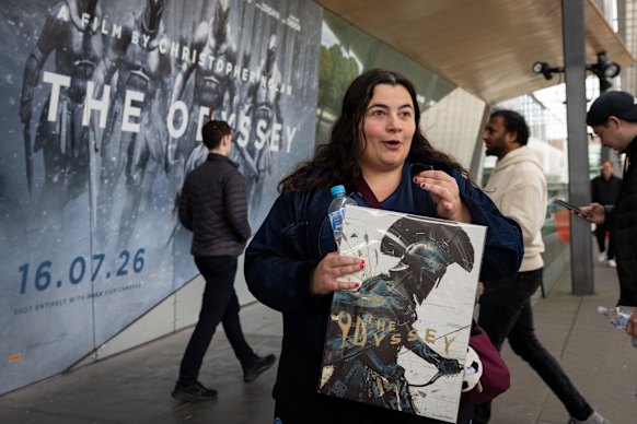“It’s not my first Nolan film to be flying across the world for, and every time I do it, it’s so worth it”: Maree Muscara watched an 11am session of The Odyssey in Melbourne straight after getting off a flight from New York.