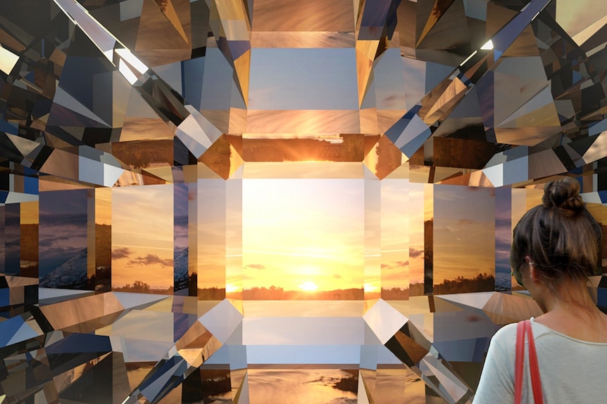 Artist impression of a large mirrored pavilion